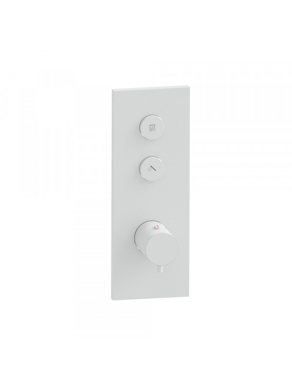 FAÇADE TRIVERDE BLANC MAT 2 SORTIES THERMOSTATIQUE ENCASTRÉE THERMO TWIST XT61224 - xt61224_blanc_mat_pvd_fac_ade_2_voies_ondyna_thermo_twist_1