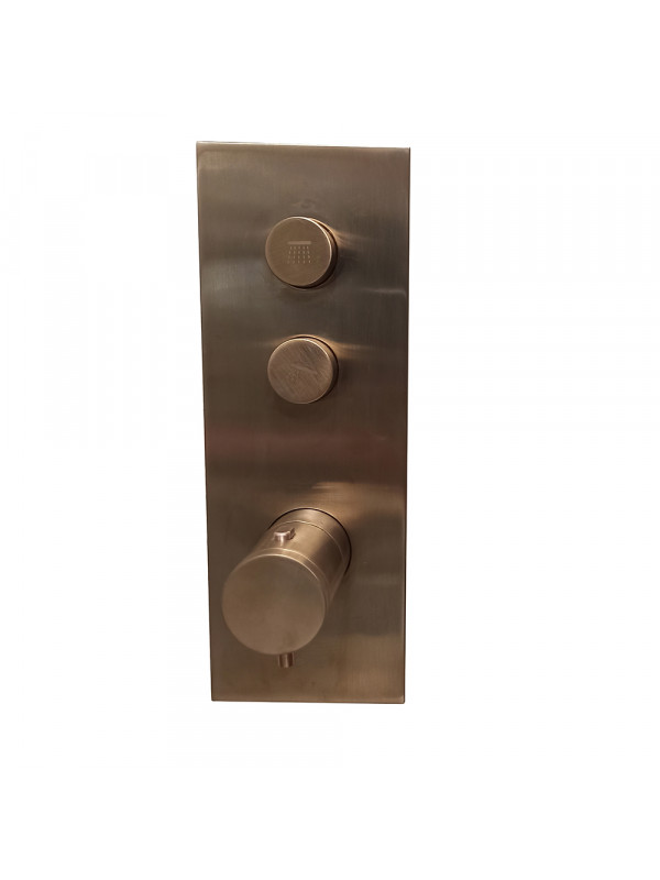 FAÇADE TRIVERDE THERMOSTATIQUE ENCASTRÉE THERMO TWIST 2 SORTIES XT612 - xt61234p_or_rose__brosse__pvd_fac_ade_2_voies_ondyna_thermo_twist