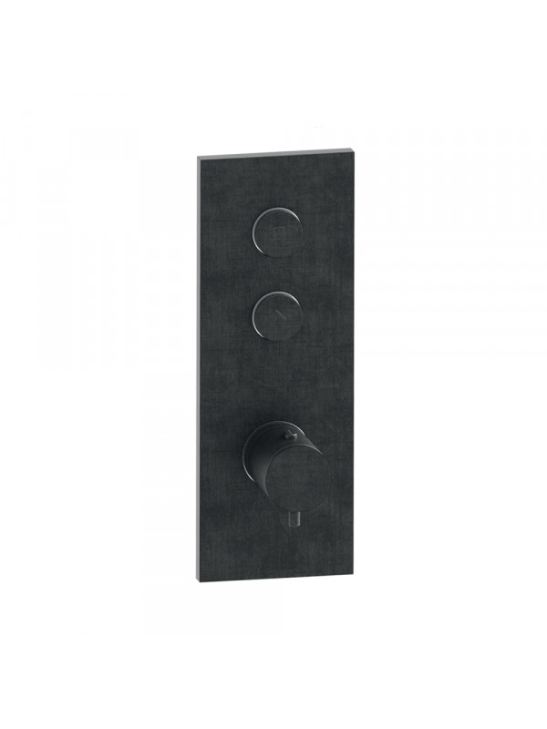 FAÇADE TRIVERDE THERMOSTATIQUE ENCASTRÉE THERMO TWIST 2 SORTIES XT612 - xt61275_chrome__noir_brosse__pvd_fac_ade_2_voies_ondyna_thermo_twist