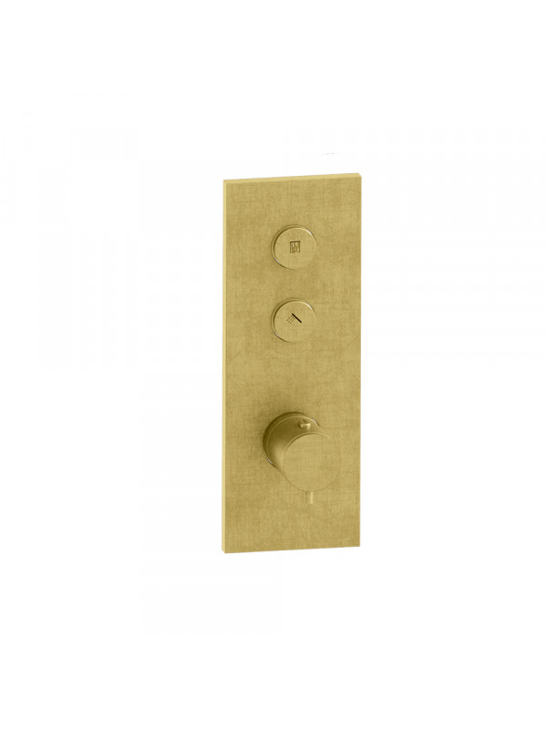 FAÇADE TRIVERDE OR BROSSÉ PVD 2 SORTIES THERMOSTATIQUE ENCASTRÉE THERMO TWIST XT61296P - xt61296p_or_brosse__pvd_fac_ade_2_voies_ondyna_thermo_twist_1