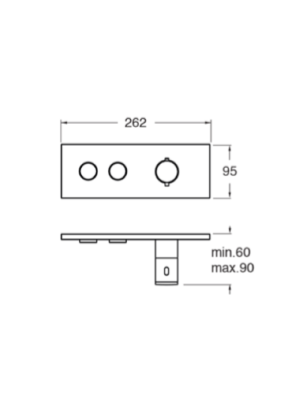 FAÇADE TRIVERDE THERMO TWIST 2 OU 3 VOIES - xt71251_thermostatique_douche_truverde_2_sortie_horizontale_ondyne_cyberconfort_shema_1_2