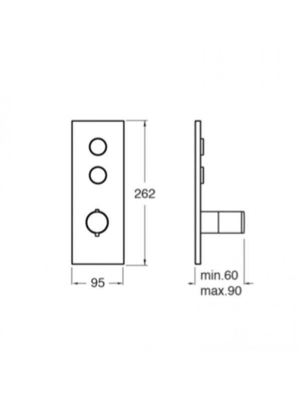 FAÇADE TRIVERDE THERMO TWIST 2 OU 3 VOIES - xt72251_thermostatique_douche_2_sorties_triverde_ondyna_cyberconfort_schema_3