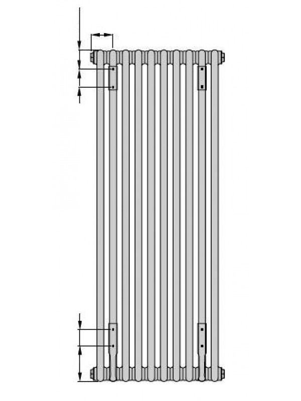 CHARLESTON BAR - SS - Chauffage Central - ZEHNDER - zehnder_charleston_schema_cotes_de_percage_appareils_hauteur_1_m
