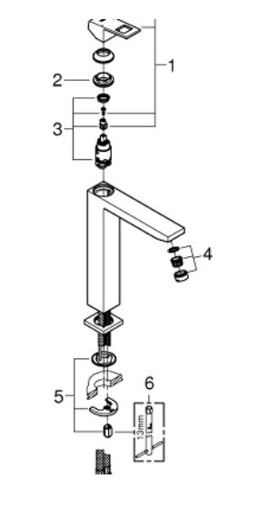 Eurocube Mitigeur monocommande Lavabo Taille XL 23406000 vue eclatée