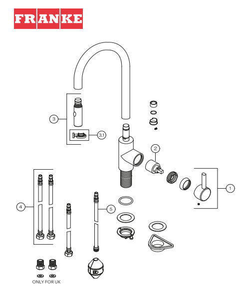vue eclatéerobinet FRANKE EOS NEO Douchette 115.0590.045