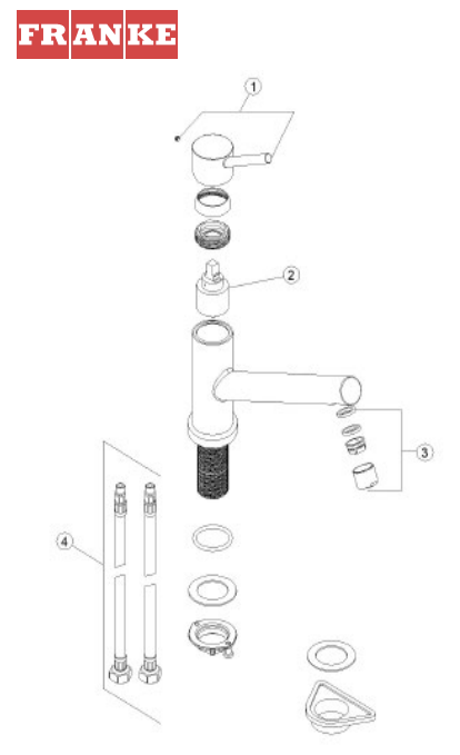 vue eclatee robinet franke 115.0569.290 Orbit bec inox