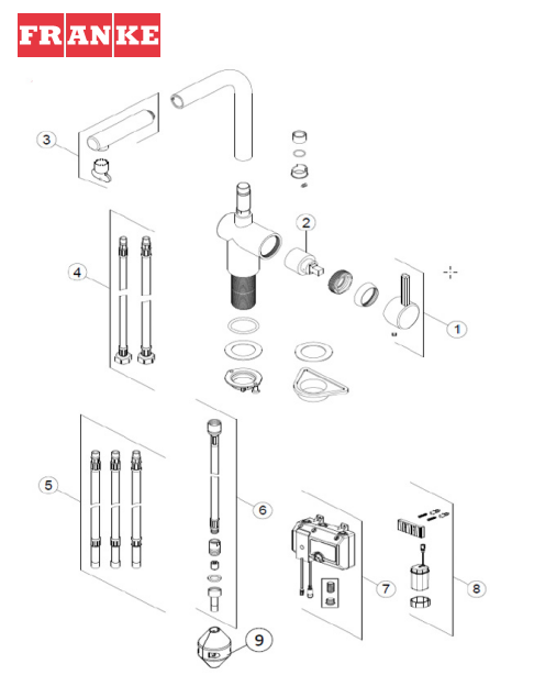 vue eclatee robinet franke atlas neo sensor douchette inox 115.0625.523