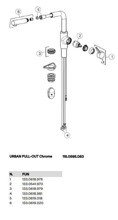 vue eclatee robinet franke urban douchette Chrome 133.0595.083
